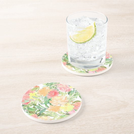 Onderzetters van de zomerdeeg oranje en roze bloem (Zijkant)