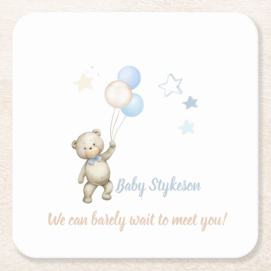 Onderzetters van gepersonaliseerd Baby shower Tedd (Voorkant)