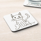 Onderzetters van geverfd Kat - set van 6 (Linkerzijde)