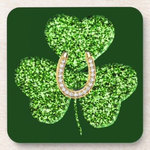 Onderzetters van glitter-shamrock en Hoefijzer