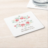 Onderzetters van het rode land Floral Monogram (Schuin)