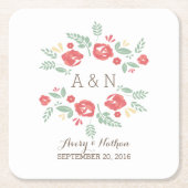 Onderzetters van het rode land Floral Monogram (Voorkant)