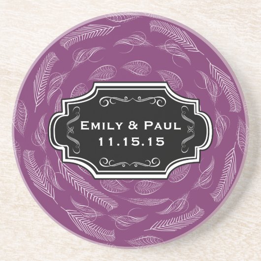 Onderzetters van het Rustic Plum Feather Pattern W (Voorkant)