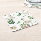 Onderzetters van llama en Cactus Square Paper (Schuin)