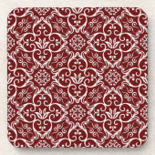Onderzetters van Maroon & White Damask Cork (Voorkant)
