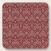 Onderzetters van Maroon & White Damask Cork (Voorkant)