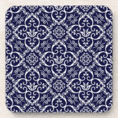 Onderzetters van Navy Blue en White Damask Cork (Voorkant)