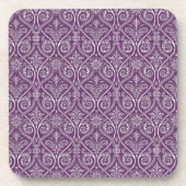 Onderzetters van Paarse en witte Damask Cork (Voorkant)