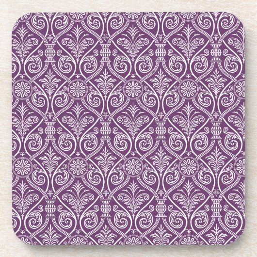 Onderzetters van Paarse en witte Damask Cork (Voorkant)