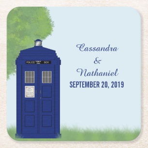 Onderzetters van politiebox Wedding Paper v4