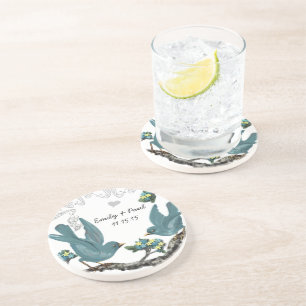 Onderzetters van poolblauwe en gele  Tortelduifjes