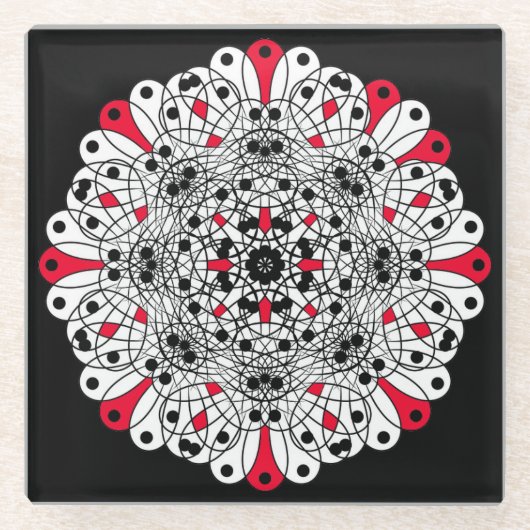 Onderzetters van rood, zwart en wit Mandala (Voorkant)