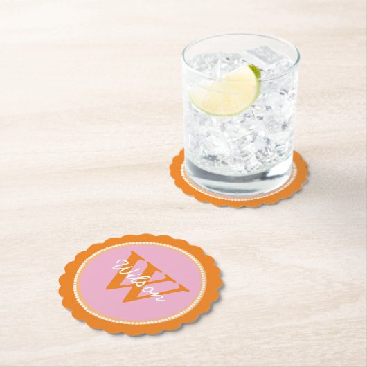 Onderzetters van roze en Oranje gemonogd papier (Insitu)