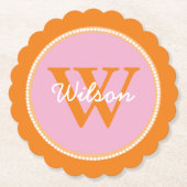 Onderzetters van roze en Oranje gemonogd papier (Voorkant)