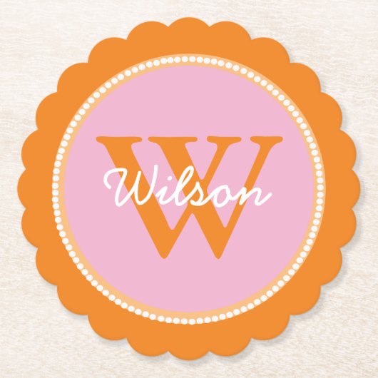 Onderzetters van roze en Oranje gemonogd papier (Voorkant)