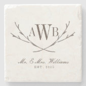 Onderzetters van Rustic Wedding Monogram (Voorkant)
