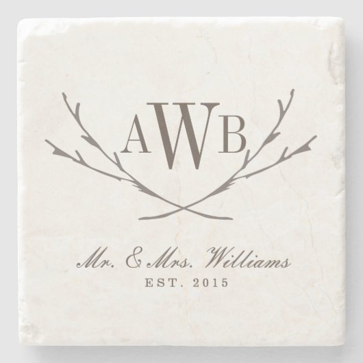Onderzetters van Rustic Wedding Monogram (Voorkant)