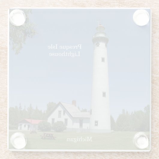 Onderzetters van vuurtoren van presque Isle (Achterkant)