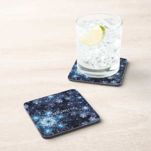 Onderzetters van wintery Blue Snowflake Pattern