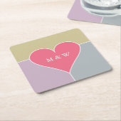 Onderzetters voor aangepaste monogram hartpatroon (Schuin)