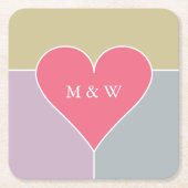 Onderzetters voor aangepaste monogram hartpatroon (Voorkant)