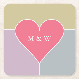 Onderzetters voor aangepaste monogram hartpatroon