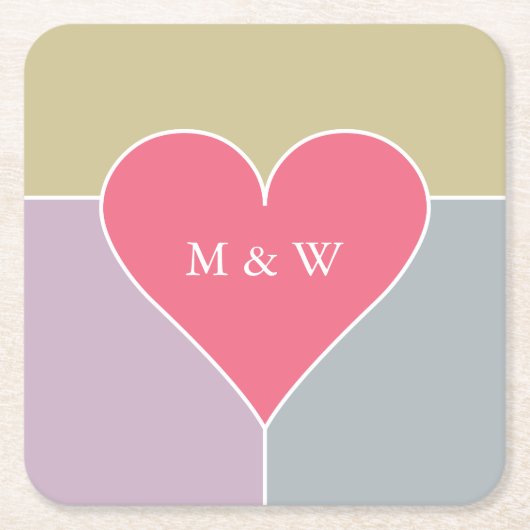 Onderzetters voor aangepaste monogram hartpatroon (Voorkant)