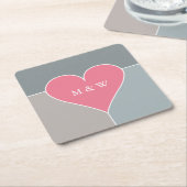 Onderzetters voor aangepaste monogram hartpatroon (Schuin)