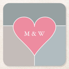 Onderzetters voor aangepaste monogram hartpatroon