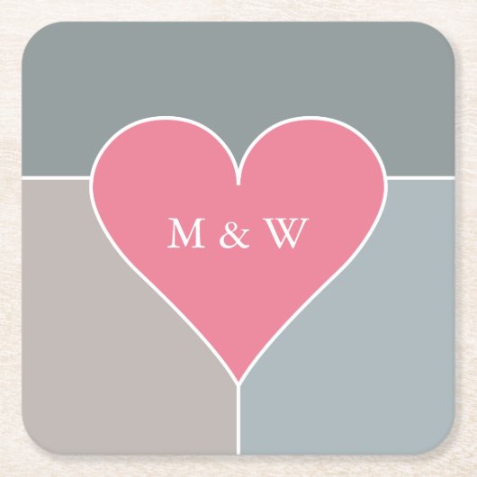 Onderzetters voor aangepaste monogram hartpatroon (Voorkant)