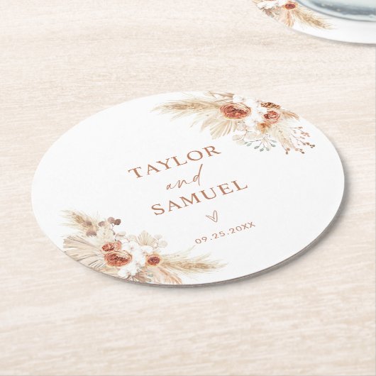 Onderzetters voor bruiloft | Boho Pampas Grass Dec (Gebogen)