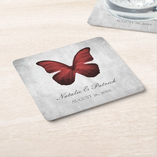 Onderzetters voor rode vlinderbruiloft (Schuin)