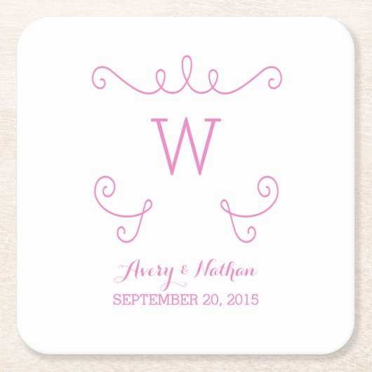 Onderzetters voor roze, roze, roze, grillige monog (Voorkant)