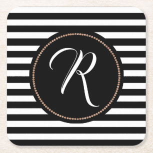 Onderzetters voor zwart-wit Stripe en monogram pap