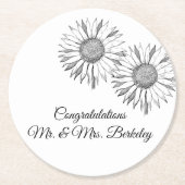 Onderzetters voor zwart-wit zonnebloempapier voor  (Voorkant)