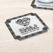 Onderzetters Wedding Steampunk Wedding Hearts Cogs (Gekanteld)