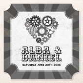 Onderzetters Wedding Steampunk Wedding Hearts Cogs (Voorkant)