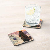 Onderzetters Winter Wildlife Chickadee bird & Beav (Rechterzijde)