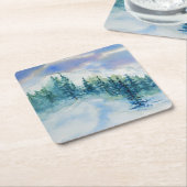 Onderzetters winterbomen in het sneeuwgebergte (Schuin)