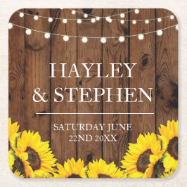 Onderzetters Zonnebloem Hout Licht Rustiek Huwelij