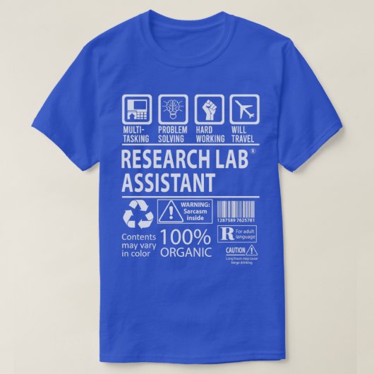 Onderzoek Lab Assistant MultiTasking Certified Job T-shirt (Design voorkant)