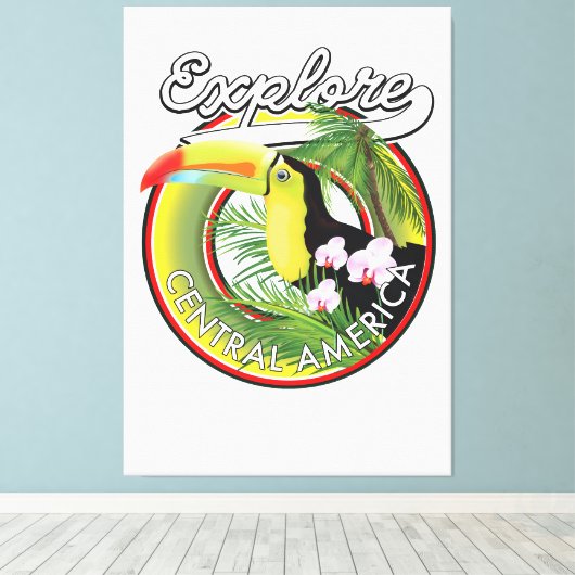 Onderzoek Midden-Amerika logo. Canvas Afdruk (Insitu (Houten vloer))