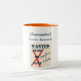 Onderzoek naar [Achternaam] Familie (Gezocht Poste Tweekleurige Koffiemok