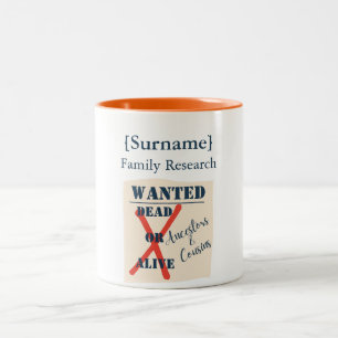 Onderzoek naar [Achternaam] Familie (Gezocht Poste Tweekleurige Koffiemok