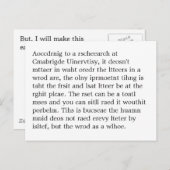Onderzoek naar Cmabrigde Uinervtisy Psot Crad Briefkaart (Voorkant / Achterkant)
