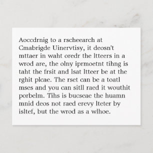 Onderzoek naar Cmabrigde Uinervtisy Psot Crad Briefkaart