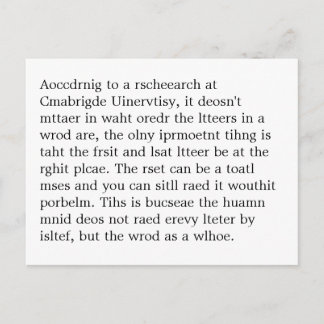 Onderzoek naar Cmabrigde Uinervtisy Psot Crad Briefkaart