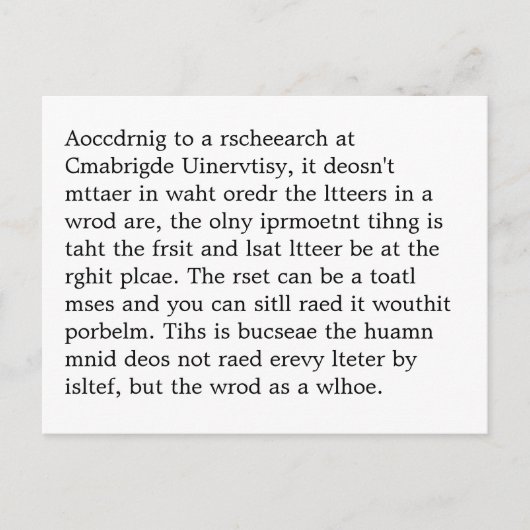 Onderzoek naar Cmabrigde Uinervtisy Psot Crad Briefkaart (Voorkant)