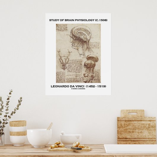 Onderzoek naar hersenfysiologie Leonardo da Vinci Poster (Keuken)