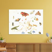 Onderzoek naar insecten en bloemen canvas afdruk (Insitu (Woonkamer))